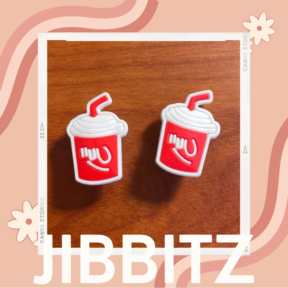 🌸5/$10 Set of 2 Small Red Cup Jibbit / Shoe Charm